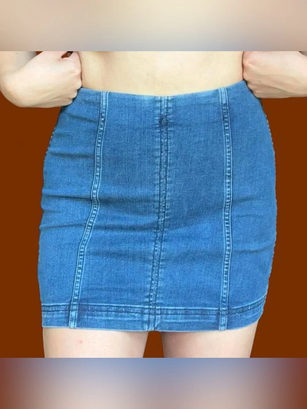 Free People Blue Denim High-Rise Mini Skirt